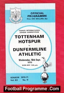 Tottenham Hotspur v Dunfermline Athletic 1970 – Texaco Cup