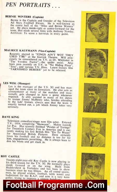 TV All Stars v Clapton FC 1962 – Charity Match