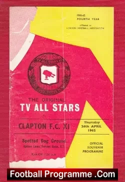 TV All Stars v Clapton FC 1962 – Charity Match
