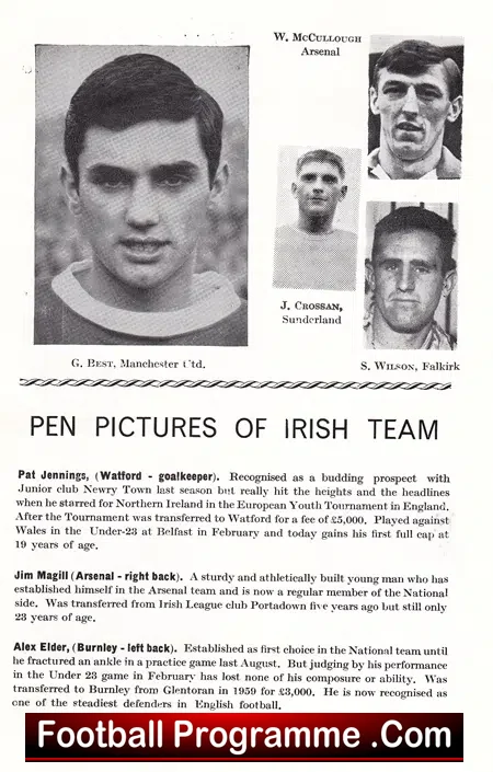 Wales v Northern Ireland 1964 – George Best First International Match