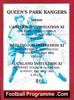 Wellington v QPR 1983 - NZ Auckland Tour Multi Autographed - football programme