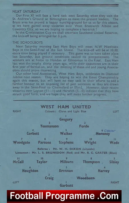 West Ham United v Newcastle United 1948
