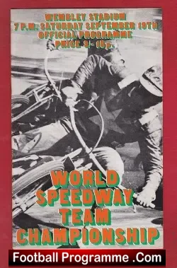 World Speedway Team Championship Final 1970 - at Wembley London - speedway programme