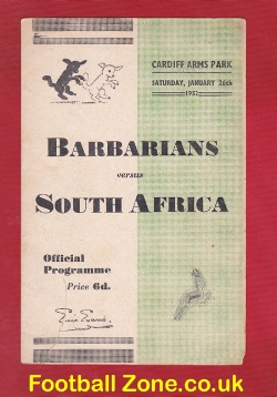 Barbarians Rugby v South Africa 1952