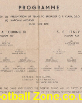 Italy v The Army FA Touring X1 1945 – Matt Busby – SE Italy