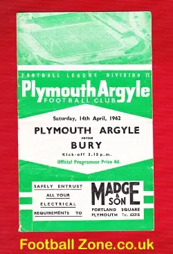 Plymouth Argyle v Bury 1962