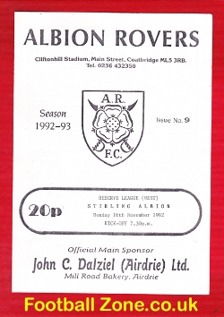 Albion Rovers v Stirling Albion 1992 – Reserves