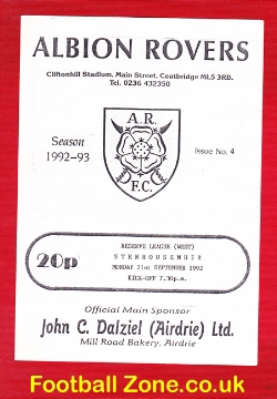 Albion Rovers v Stenhousemuir 1992 – Reserves