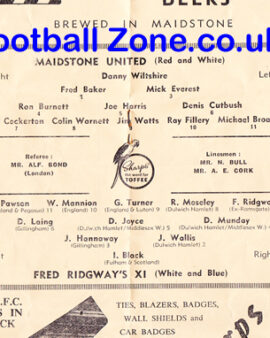 Fred Rigway Testimonial Benefit Match Maidstone United 1958