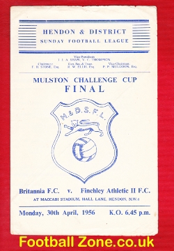 Finchley Athletic v Britannia 1956 – Cup Final