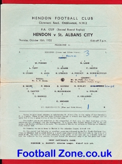 Hendon v St Albans City 1952 – FA Cup Second Round Replay