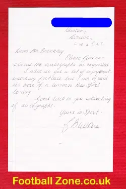 Chelsea Frank Blunstone Footballer Genuine Hand Signed Letter