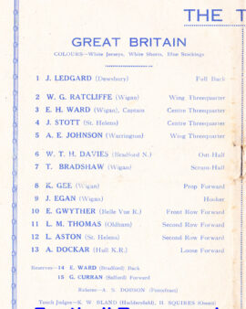 Great Britain Rugby v New Zealand 1947 – Test Match Headingley