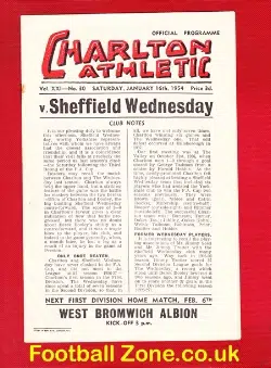 Charlton Athletic v Sheffield Wednesday 1954