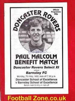 Paul Malcolm Testimonial Doncaster Rovers Autograph 1990