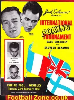 Boxing Programme Dave Charnley v Sauveur Benamou 1960 – SIGNED