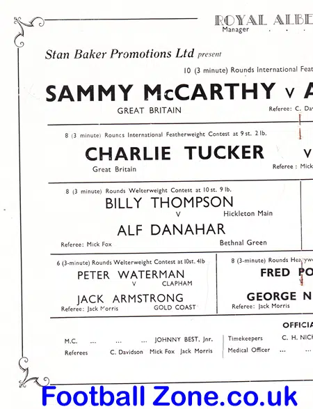 Boxing Sammy McCarthy v Amleto Falcinelli Royal Albert Hall 1953