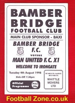 Bamber Bridge v Manchester United 1998 Multi Autographed Signed