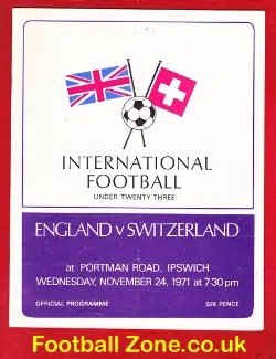 England v Switzerland 1971 - U23 at Ipswich Town