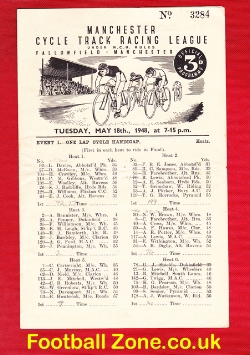 Manchester Cycle Track Racing Programme 1948