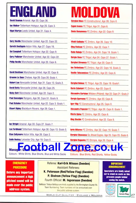 England v Moldova 1997