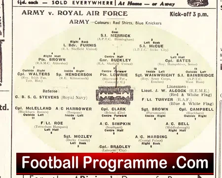 Army v Royal Air Force RAF 1947 – at Charlton