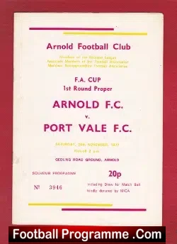 Arnold Town v Port Vale 1977 – FA Cup