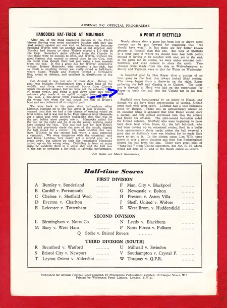 Arsenal v Manchester United 1955