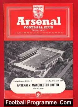 Arsenal v Manchester United 1955 - football programme