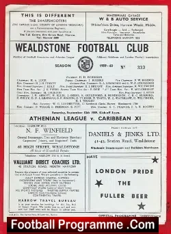 Athenian League v Caribbean X1 1959 - Friendly at Wealdstone - football programme