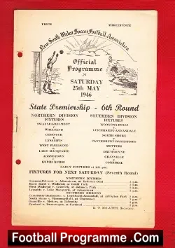 Australia New South Wales Soccer Football Programme 1946