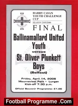 Ballinamallard United v St Oliver Plunkett Boys 2006 – Cup Final