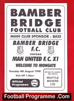 Bamber Bridge v Manchester United 1998 Multi Autographed Signed