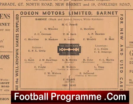 Barnet v Rest Of The League 1948 – at Underhill