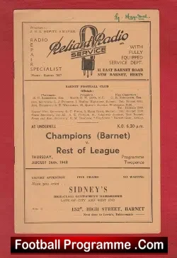 Barnet v Rest Of The League 1948 – at Underhill