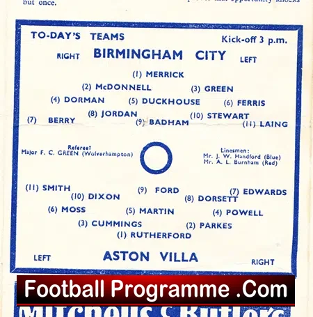 Birmingham City v Aston Villa 1949 – to clear