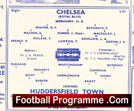 Chelsea v Huddersfield Town 1947