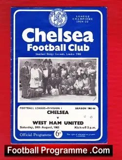 Chelsea v West Ham United 1963 - football programme