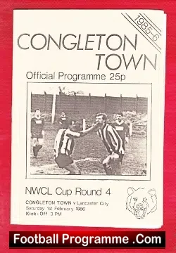 Congleton Town v Lancaster City 1986 - football programme