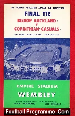 Corinthian Casuals v Bishop Auckland 1956 - Amateur Cup Final - football programme