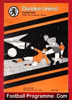 Dundee United v Glasgow Celtic 1976 - football programme