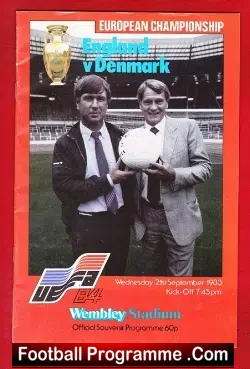 England v Denmark 1983 - football programme