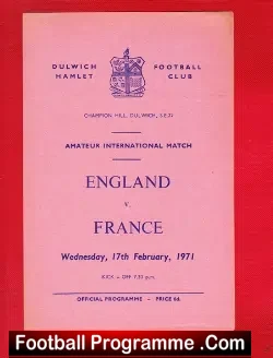 England v France 1971 – Amateur International at Dulwich