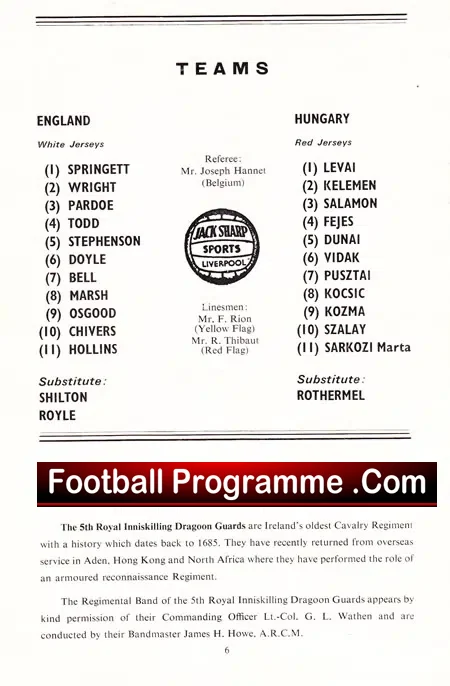 England v Hungary 1968 – Under 23 at Goodison Park Everton