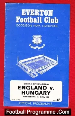 England v Hungary 1968 – Under 23 at Goodison Park Everton