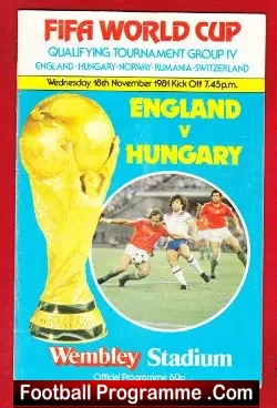 England v Hungary 1981 - football programme