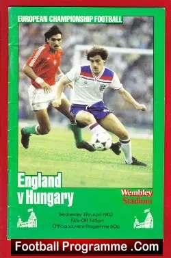 England v Hungary 1983 - football programme