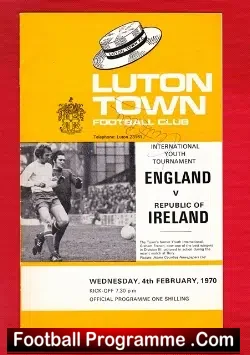 England v Ireland 1970 – Youth Match at Luton Signed Keith Allen