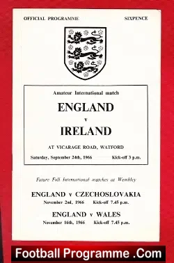 England v Northern Ireland 1966 – Amateur International Watford