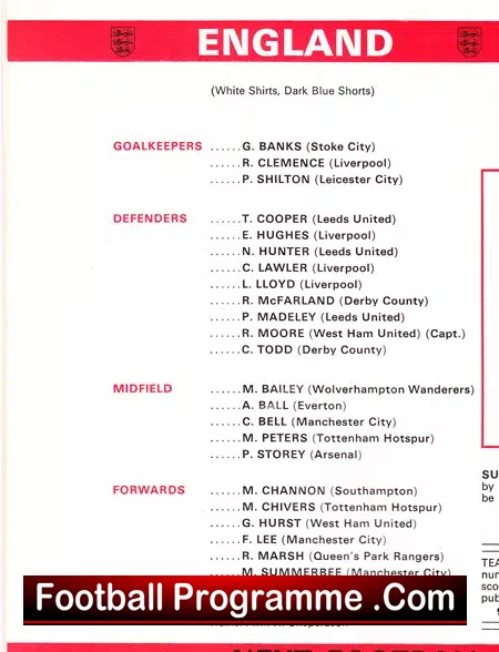 England v Switzerland 1971